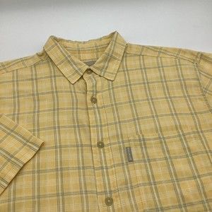 Woolrich Mens Short Sleeve Button Up Shirt Yellow‎ Plaid Size Large